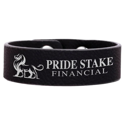Black/Silver 8 1/2" x 3/4" Laserable Leatherette Youth Cuff Bracelet