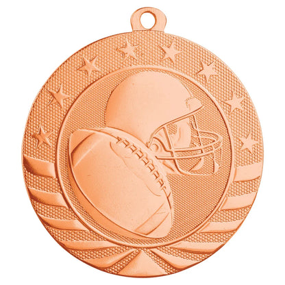 Bright Bronze 2 3/4" Football Starbrite Medal