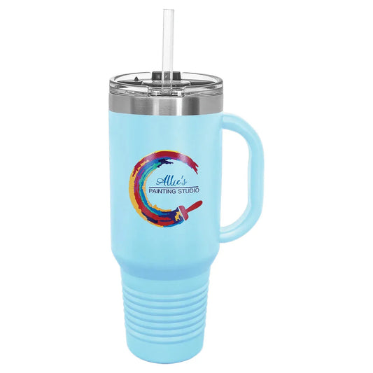 Light Blue Polar Camel 40 oz. Travel Mug with Snap Lid & Straw