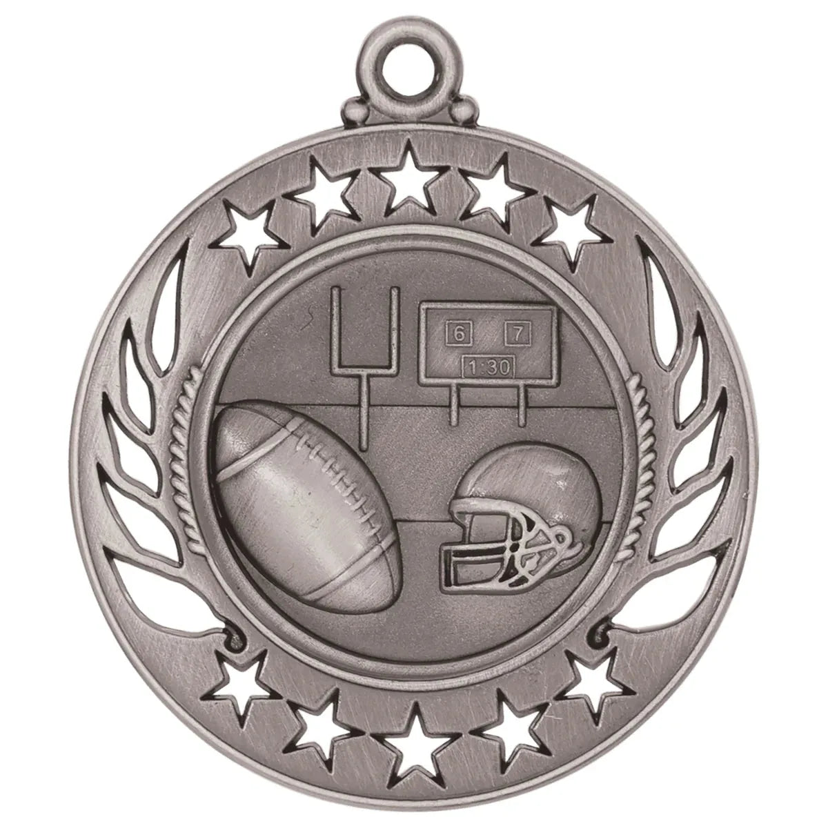 Antique Silver 2 1/4" Football Galaxy Medal