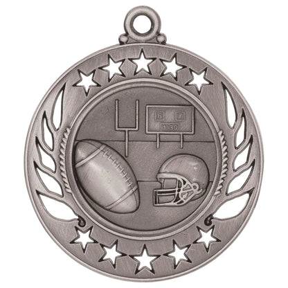 Antique Silver 2 1/4" Football Galaxy Medal