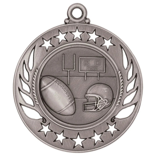 Antique Silver 2 1/4" Football Galaxy Medal