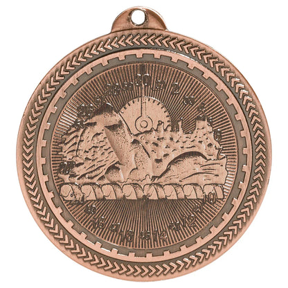 Antique Bronze 2" Swimming Laserable BriteLazer Medal