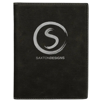 Black/Silver 7" x 9" Laserable Leatherette Small Portfolio with Notepad