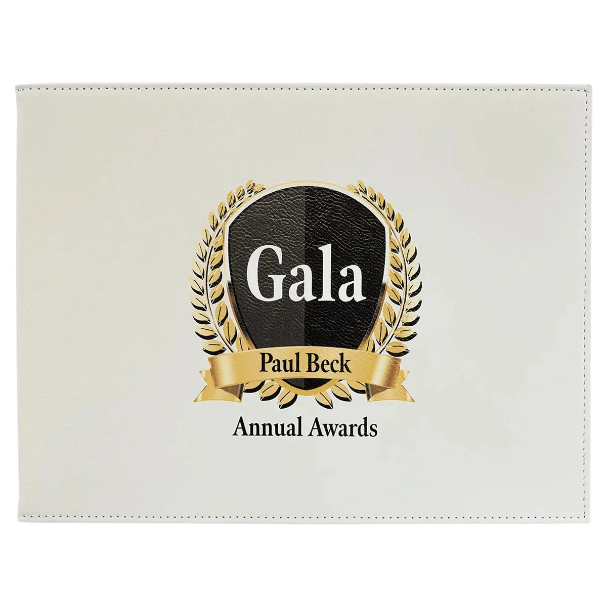 9" x 12" White Laserable Leatherette Certificate Holder
