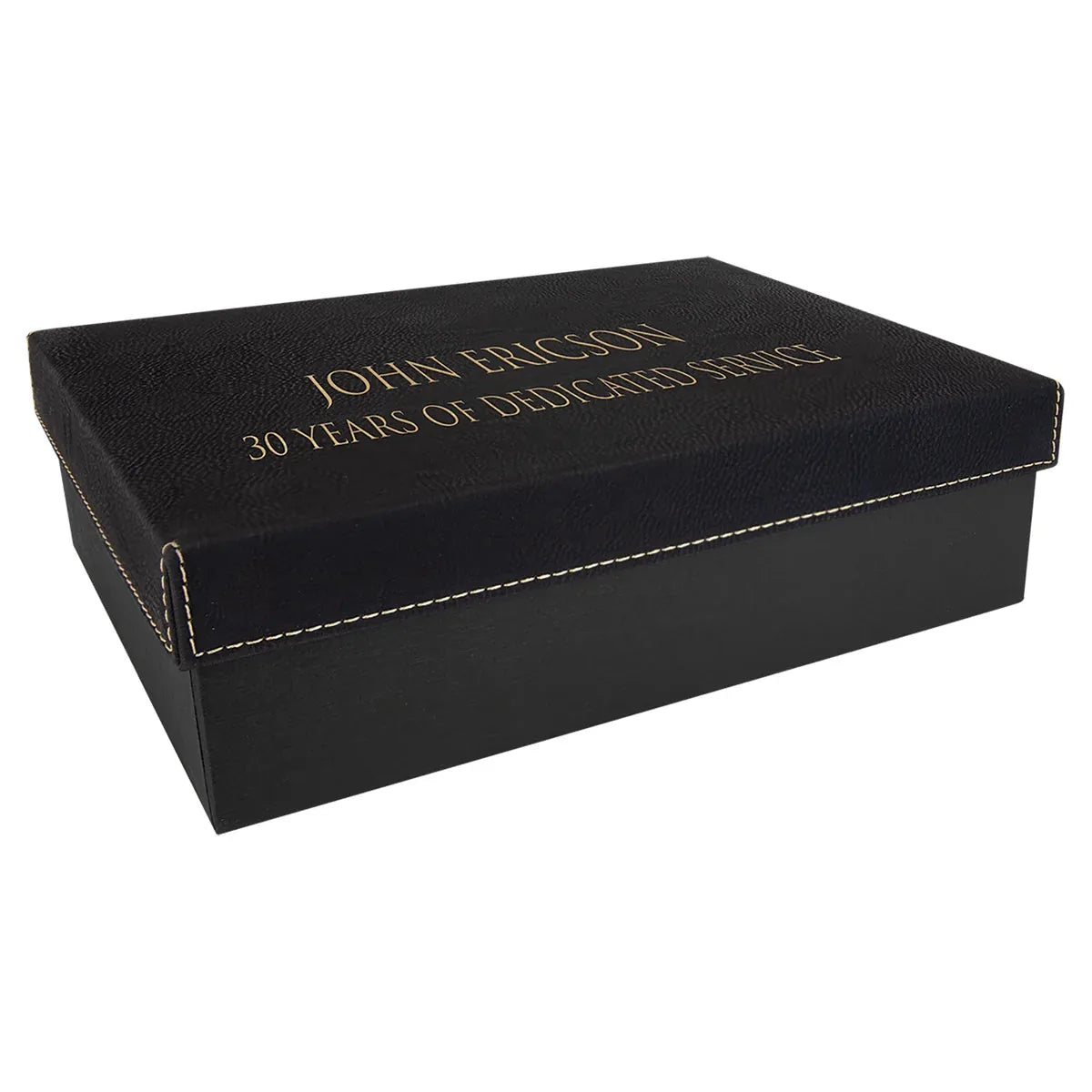 Custom Gift Box with Laserable Leatherette Lid (9 7/8" x 7 1/8") — Branded Gift Set | UV Print & Engraving