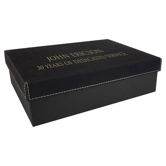 Custom Gift Box with Laserable Leatherette Lid (9 7/8" x 7 1/8") — Branded Gift Set | UV Print & Engraving
