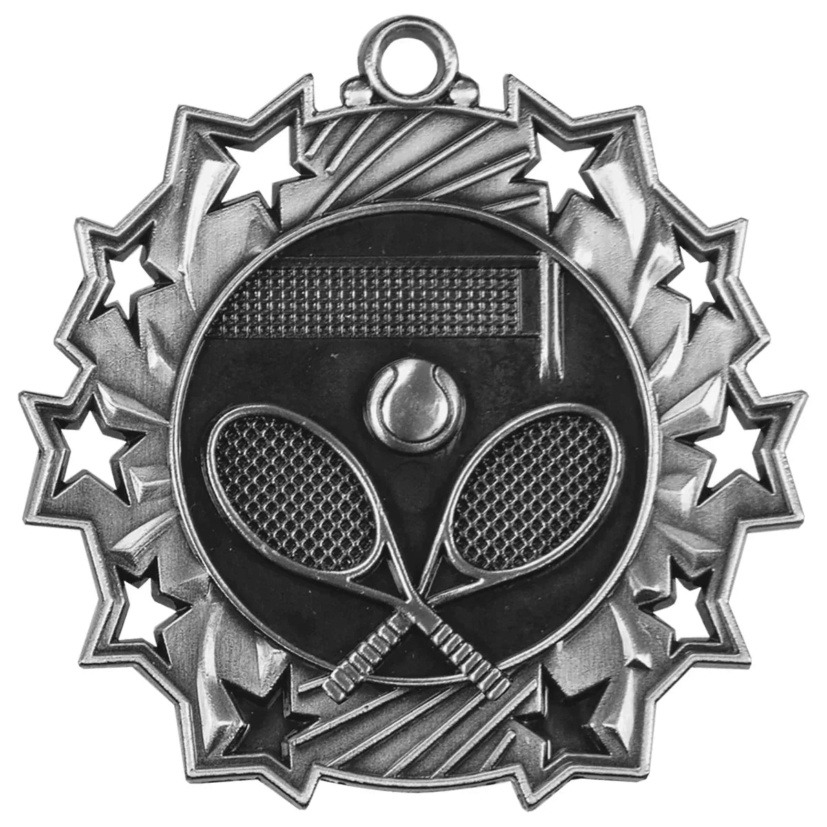 Antique Silver 2 1/4" Tennis Ten Star Medal