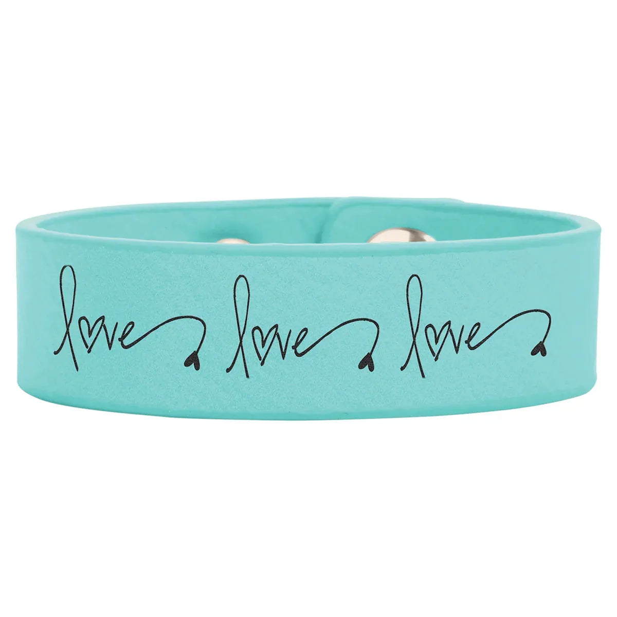Teal 8 1/2" x 3/4" Laserable Leatherette Youth Cuff Bracelet