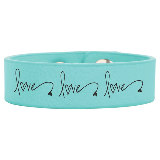 Teal 8 1/2" x 3/4" Laserable Leatherette Youth Cuff Bracelet