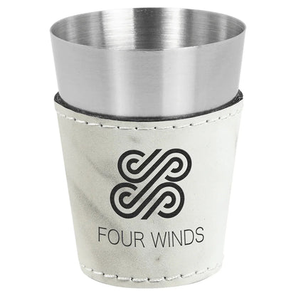 White Marble Stainless Steel 2 oz. Shot Glass