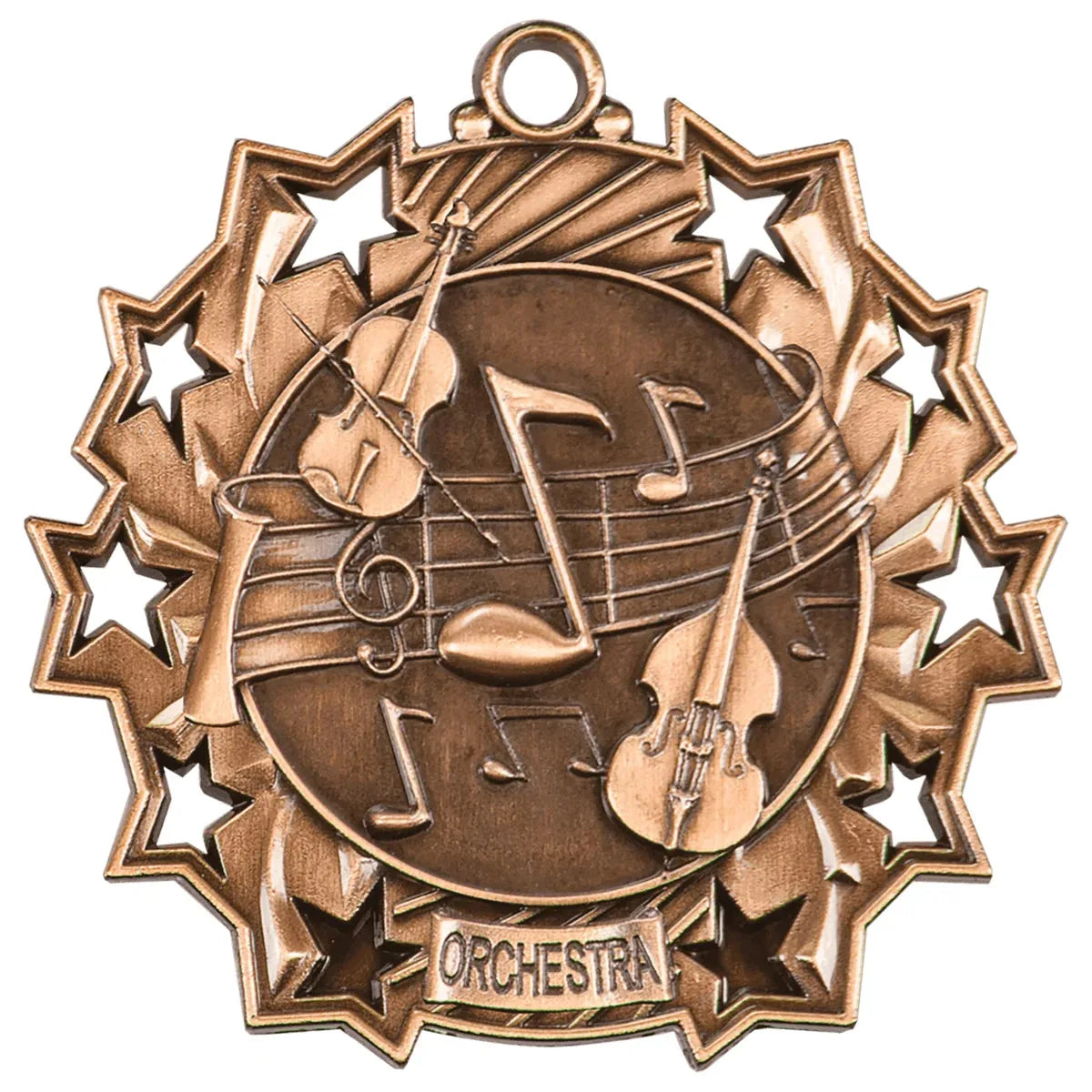 Antique Bronze 2 1/4" Orchestra Ten Star Medal
