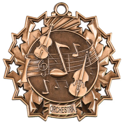 Antique Bronze 2 1/4" Orchestra Ten Star Medal