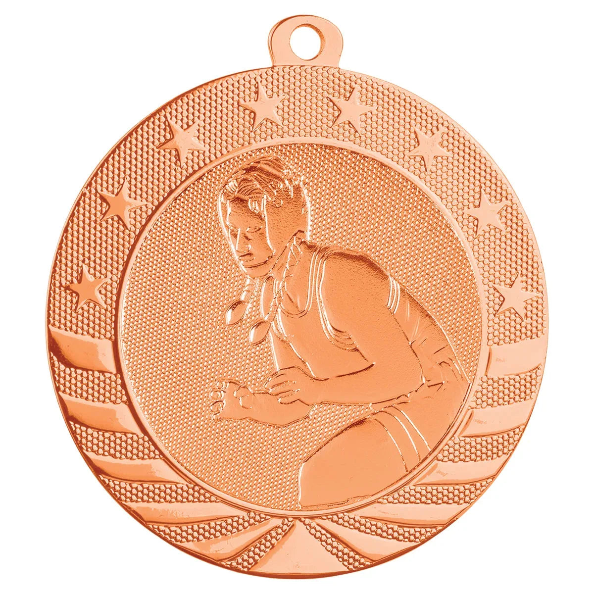 Bright Bronze 2 3/4" Female Wrestling Starbrite Medal
