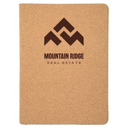 9 1/2" x 12" Cork with Zipper Portfolio with Notepad