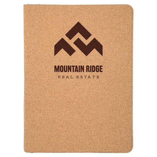 9 1/2" x 12" Cork with Zipper Portfolio with Notepad
