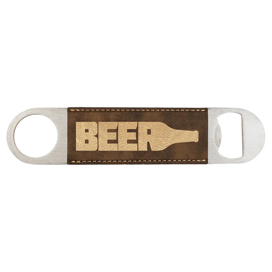 Rustic/Gold 1 1/2" x 7" Laserable Leatherette Bottle Opener