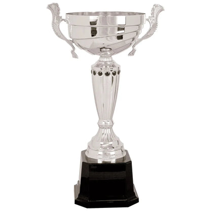 Silver 15 1/2" Completed Metal Cup Trophy on Plastic Base