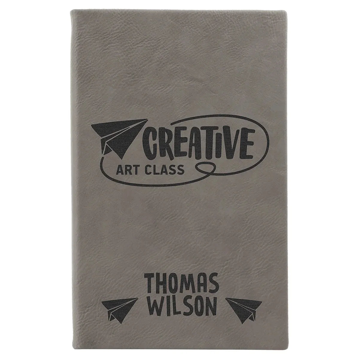 Gray 5 1/4" x 8 1/4" Laserable Leatherette Sketch Book with Unlined Notepad
