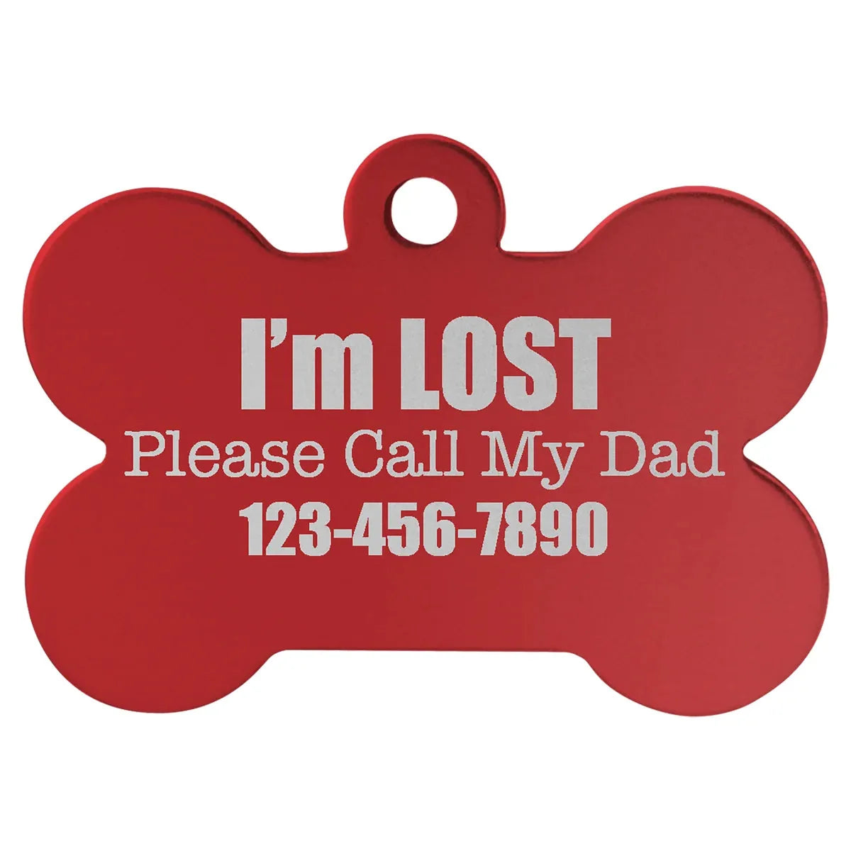 Red 1 1/2" x 1" Laserable Anodized Aluminum Bone Pet Tag