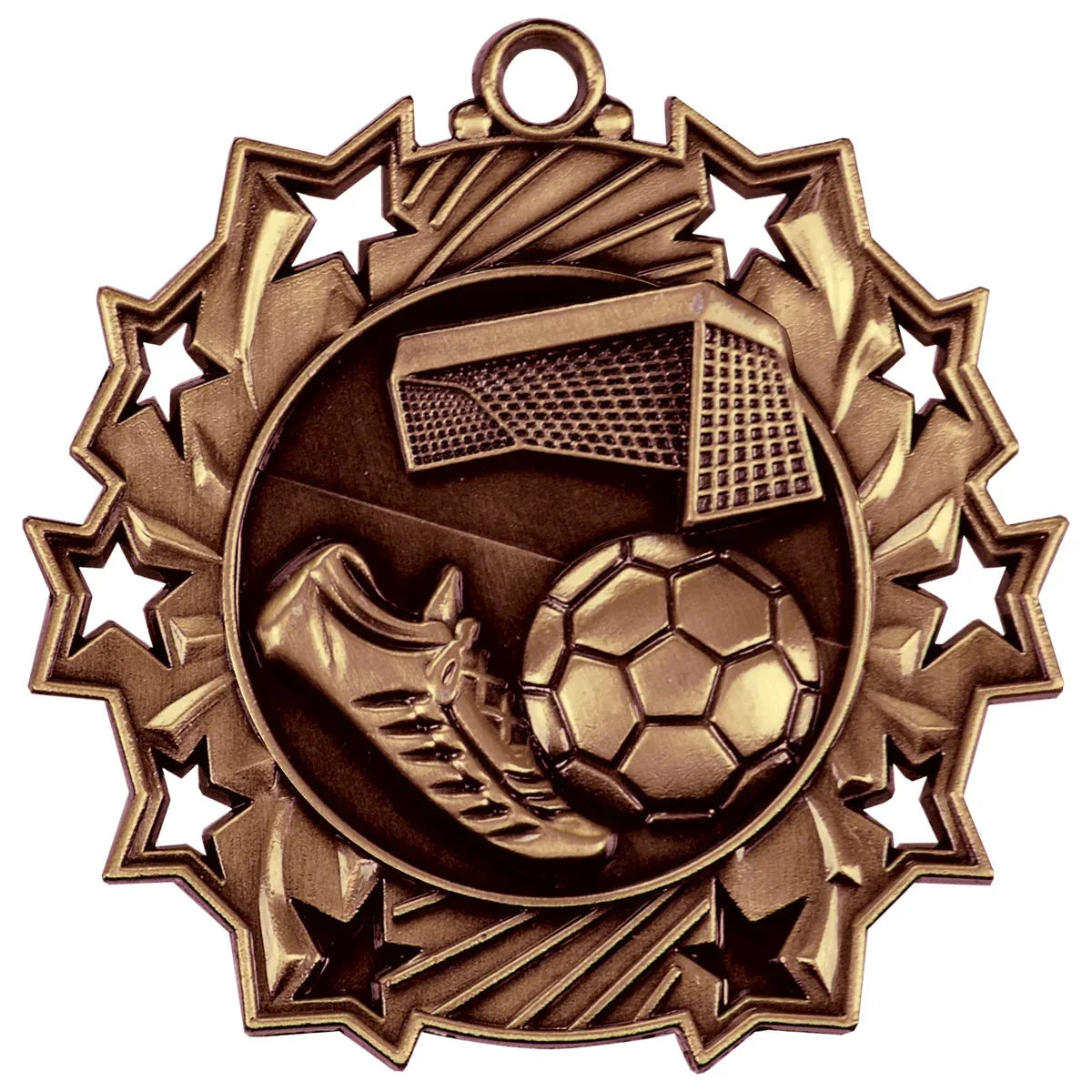 Antique Bronze 2 1/4" Soccer Ten Star Medal
