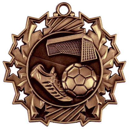 Antique Bronze 2 1/4" Soccer Ten Star Medal