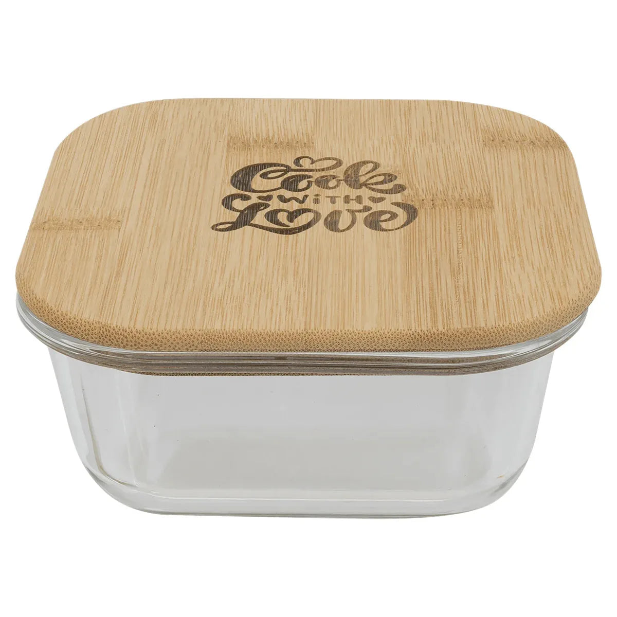18 oz. Square Glass Container with Bamboo Lid