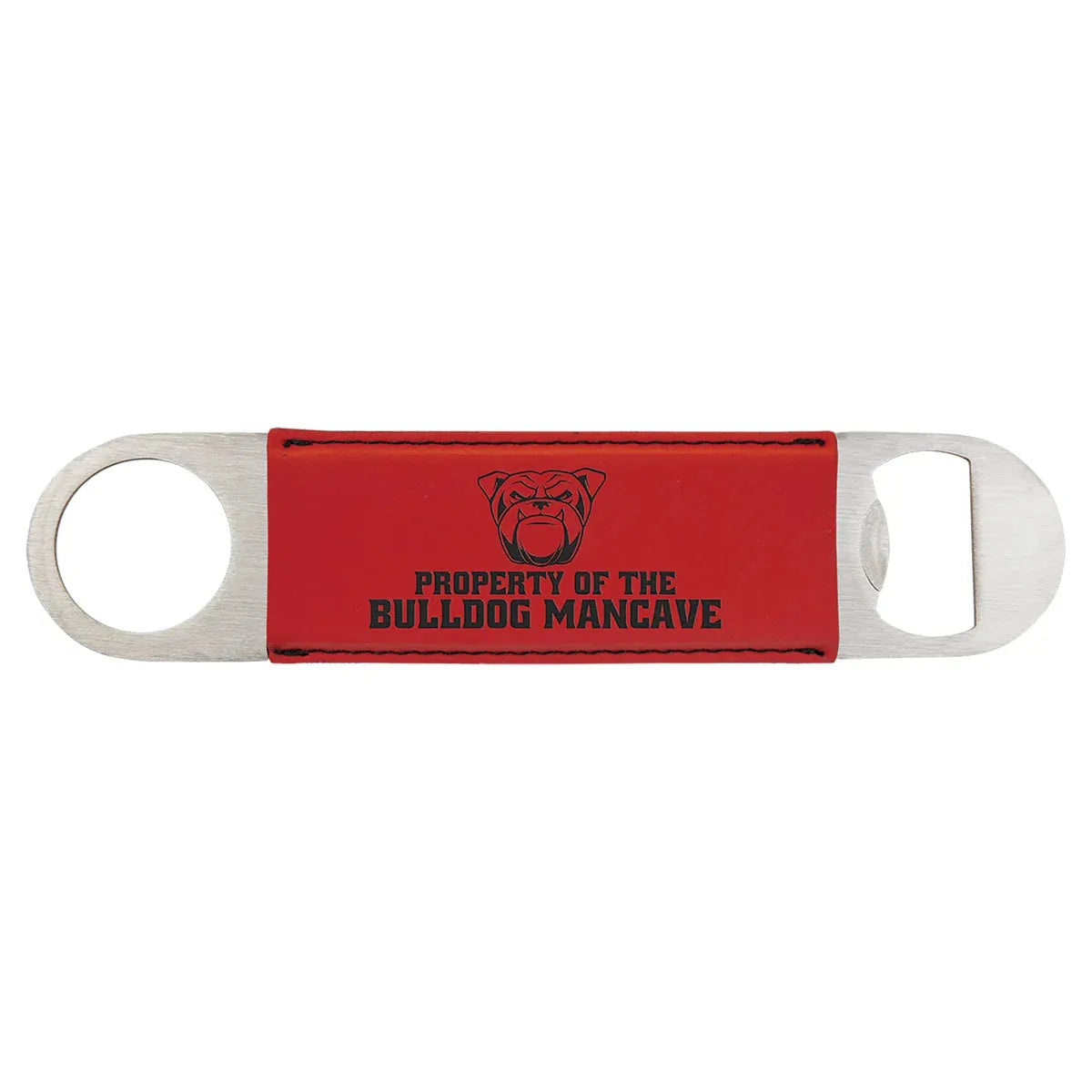 Red 1 1/2" x 7" Laserable Leatherette Bottle Opener