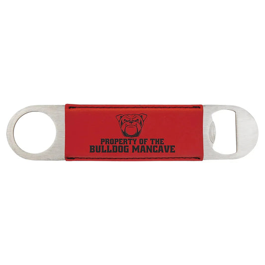 Red 1 1/2" x 7" Laserable Leatherette Bottle Opener