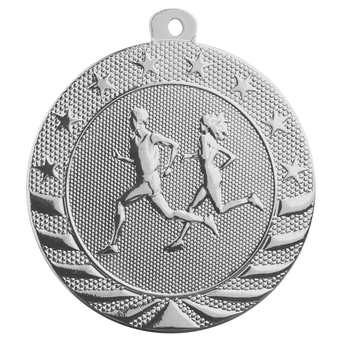 Bright Silver 2" Cross Country Starbrite Medal
