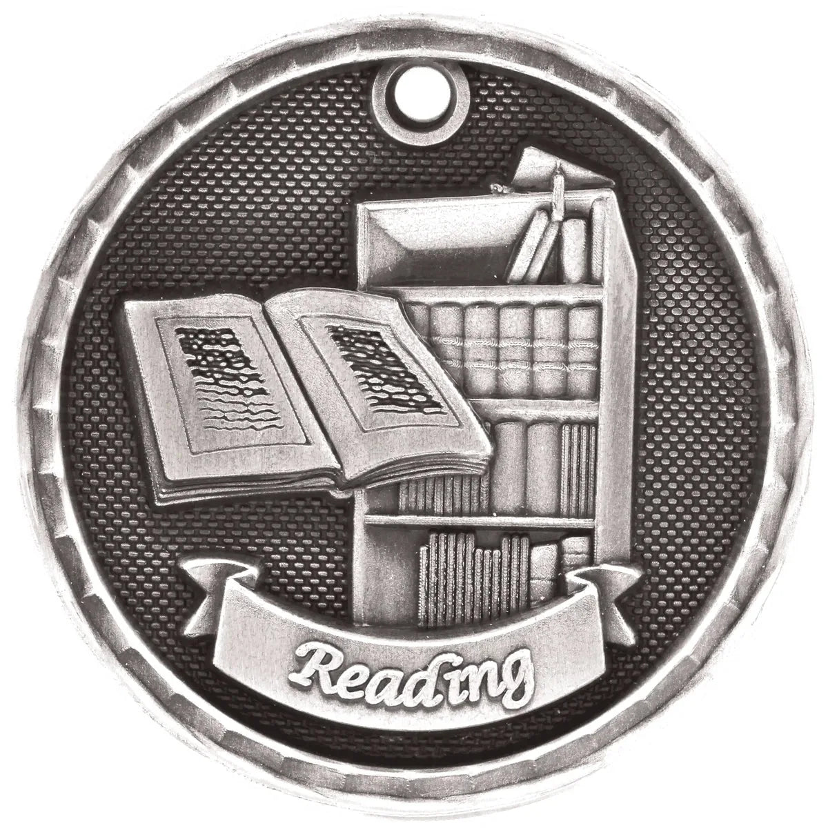 Antique Silver 2" 3D Reading Medal