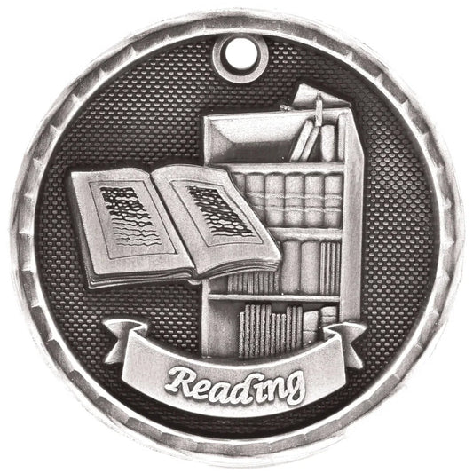 Antique Silver 2" 3D Reading Medal