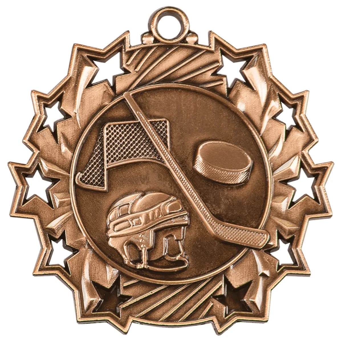 Antique Bronze 2 1/4" Hockey Ten Star Medal