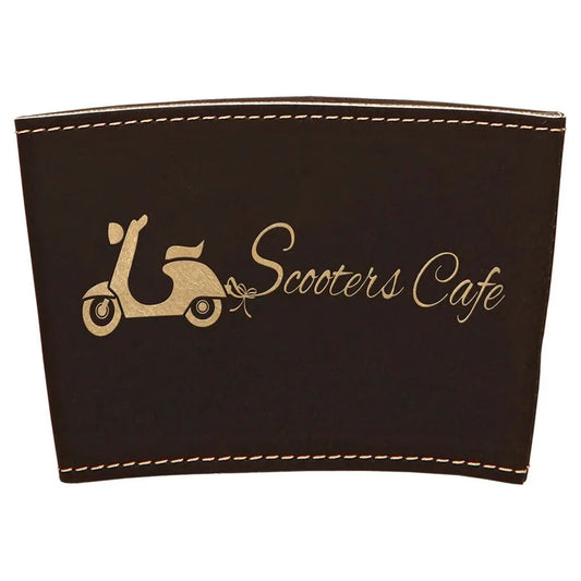 Black/Gold 3" Laserable Leatherette Mug Sleeve