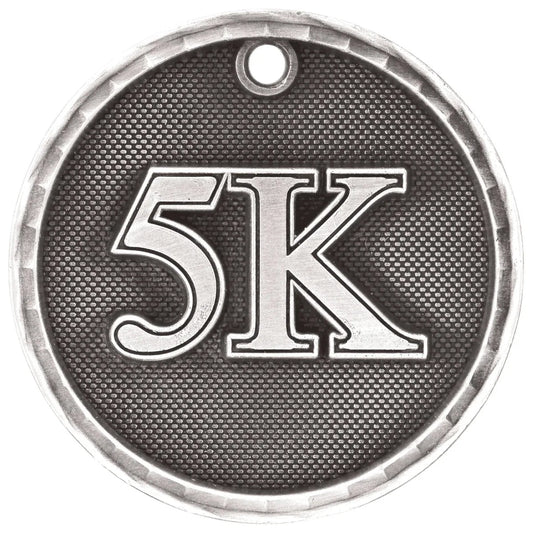 Antique Silver 2" 3D 5K Medal