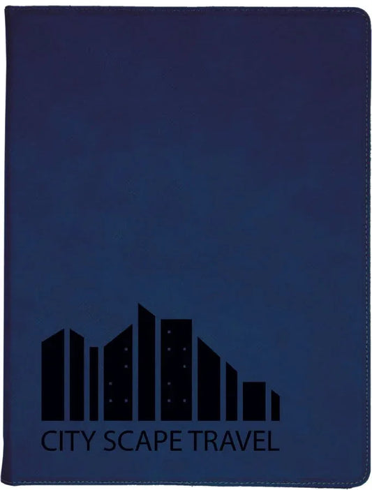 Blue/Black 9 1/2" x 12" Laserable Leatherette Portfolio with Notepad