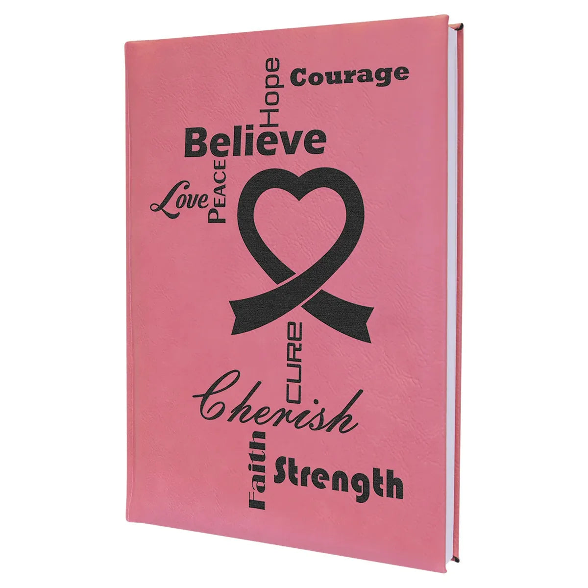 Pink 7" x 9 3/4" Laserable Leatherette Journal with Lined Notepad