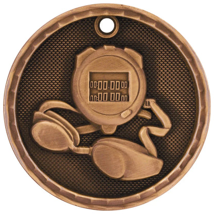 Antique Bronze 2" 3D Swimming Medal