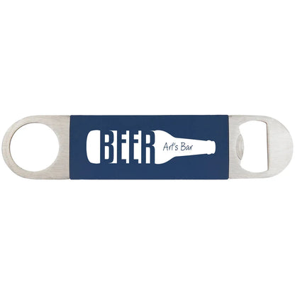 Navy Blue/White 1 1/2" x 7" Bottle Opener with Silicone Grip