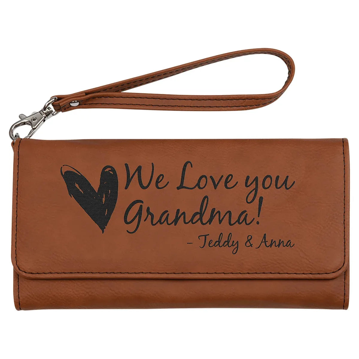 Rawhide 7 1/2" x 4" Laserable Leatherette Wallet with Strap