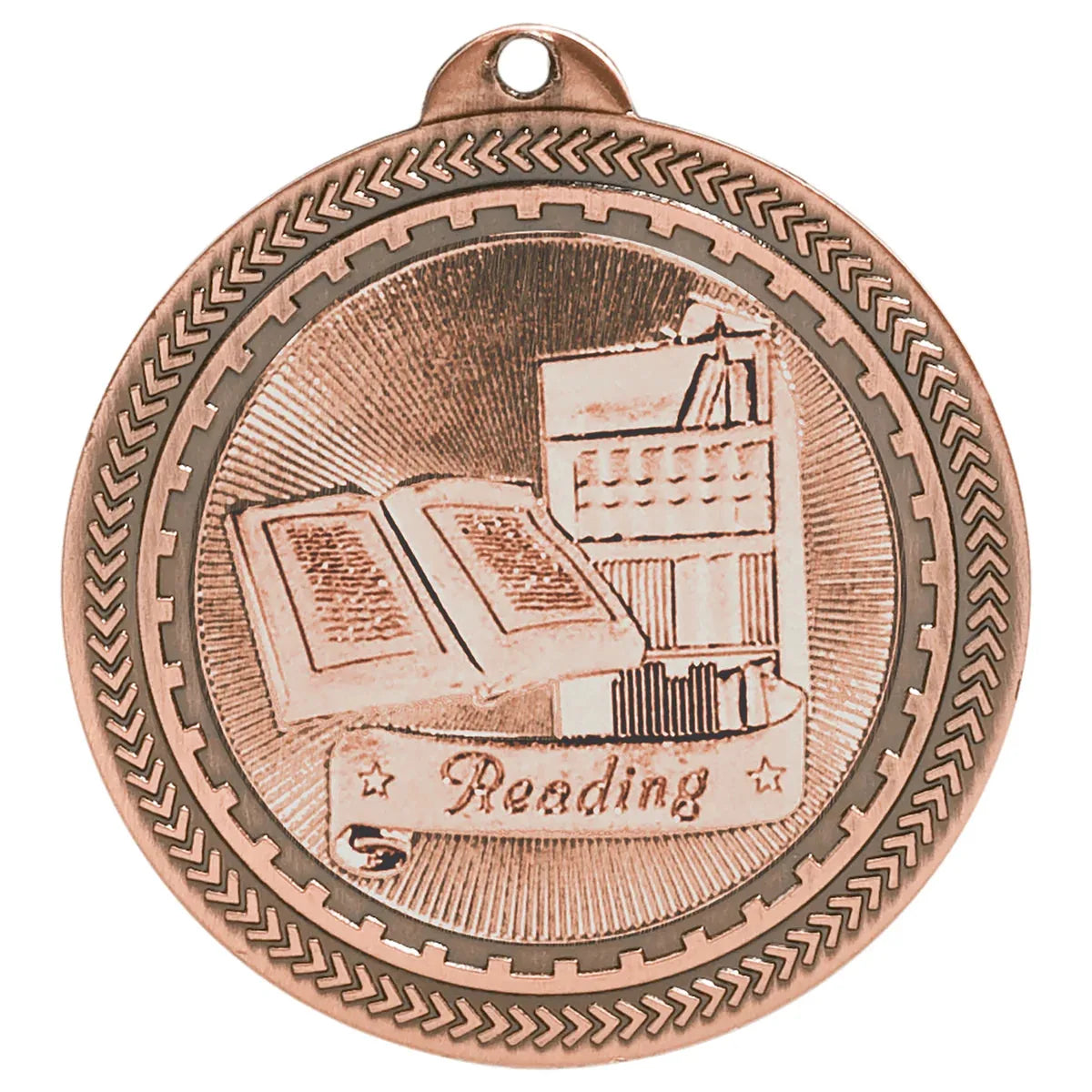 Antique Bronze 2" Reading Laserable BriteLazer Medal