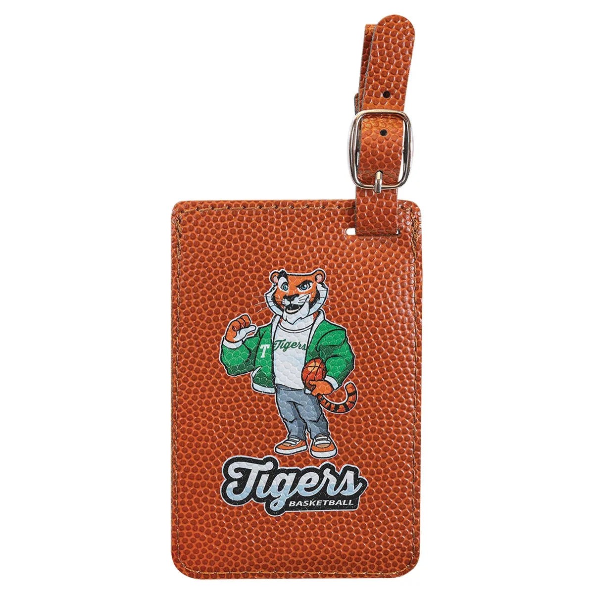 Basketball 4 1/4" x 2 3/4" Laserable Leatherette Luggage Tag