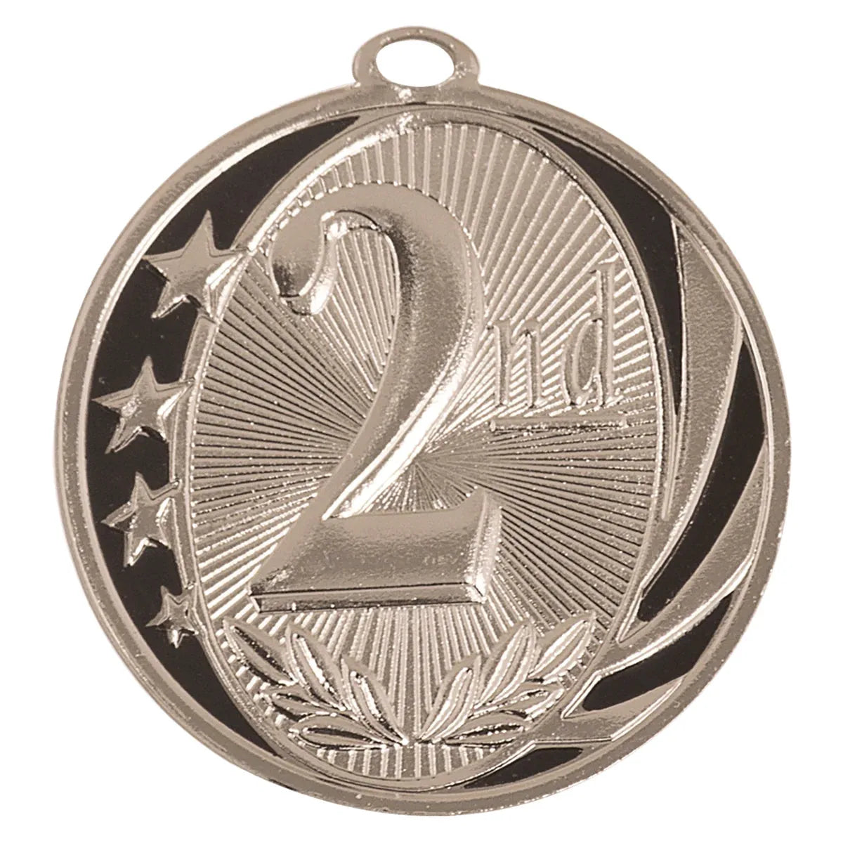 2" Bright Silver 2nd Place Laserable MidNite Star Medal