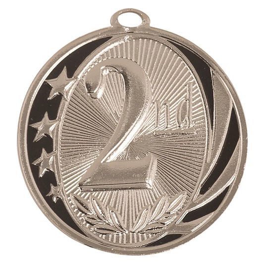2" Bright Silver 2nd Place Laserable MidNite Star Medal