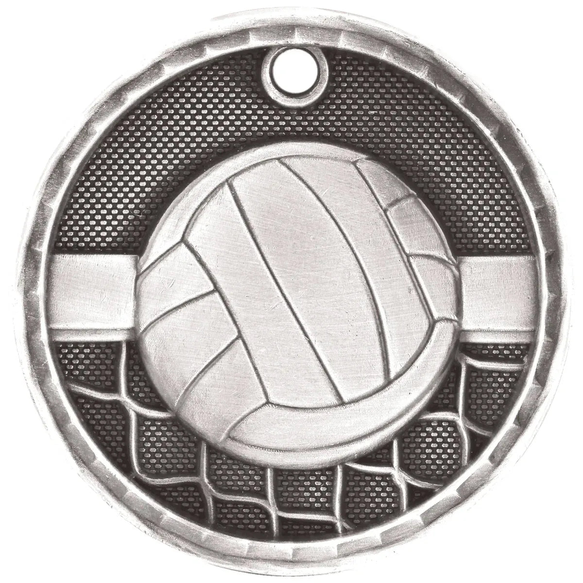 Antique Silver 2" 3D Volleyball Medal