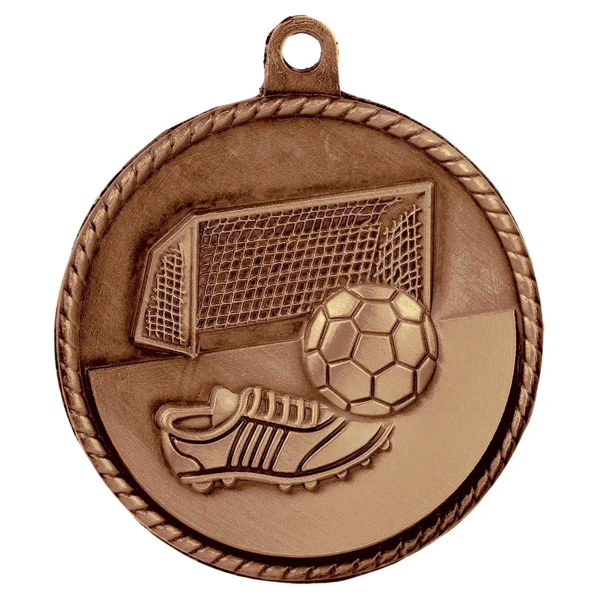 Antique Bronze 2" Soccer High Relief Medal