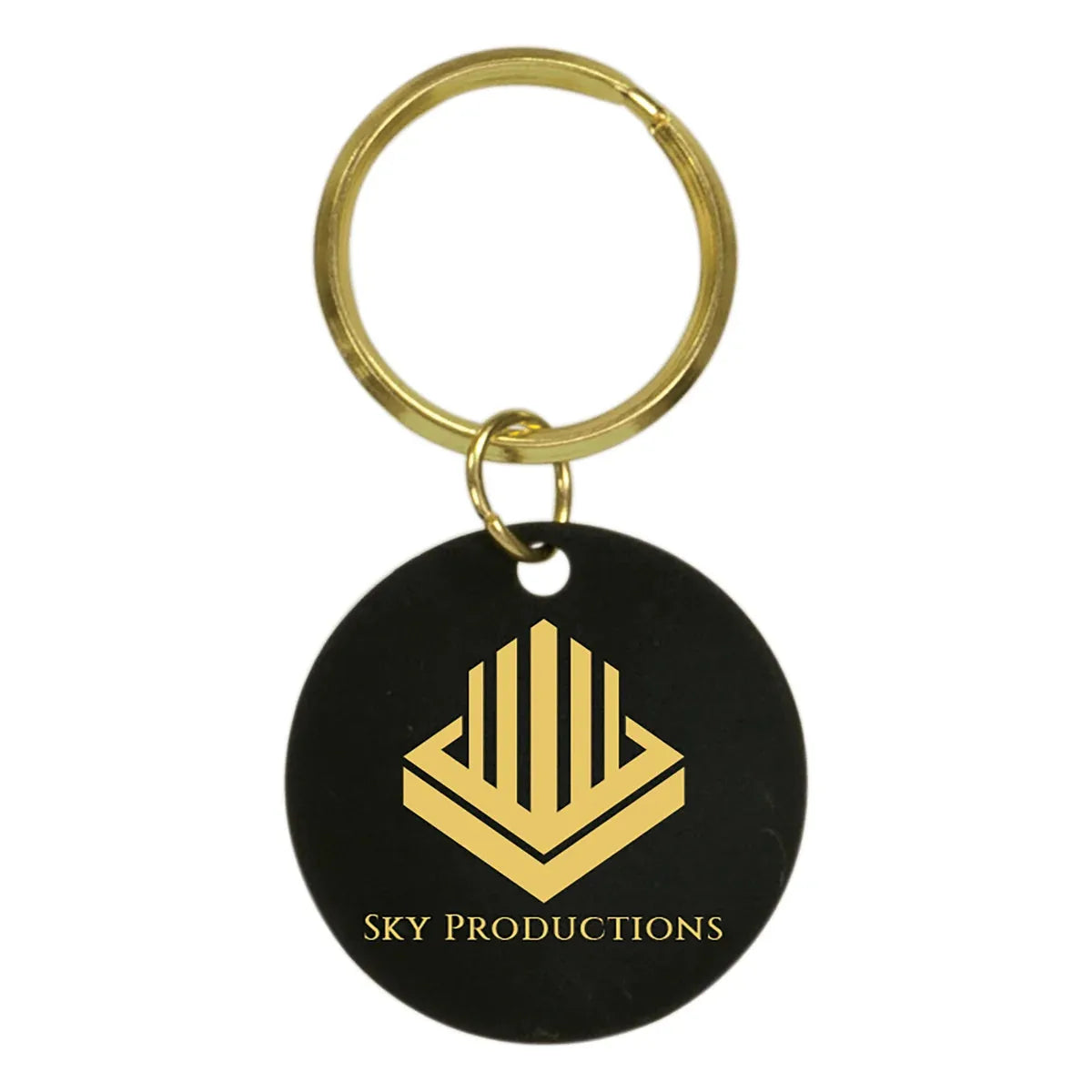 1 1/2" Black Blank Circle Keychain