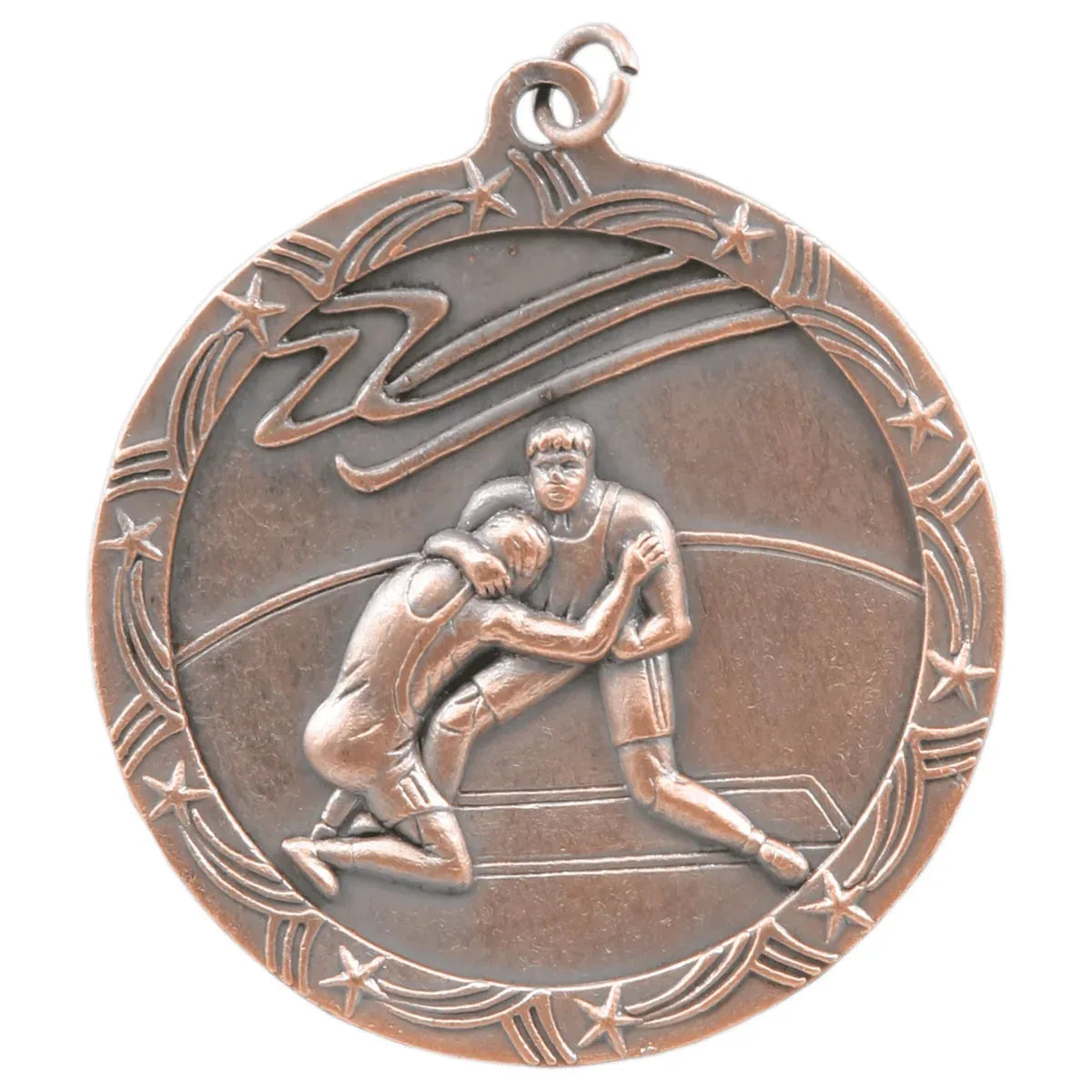 Antique Bronze 2 1/2" Wrestling Shooting Star Medal