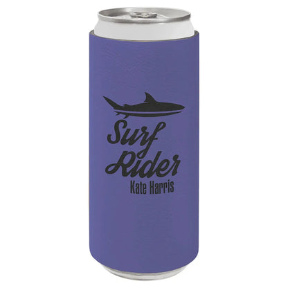 Purple Laserable Leatherette Slim Beverage Holder