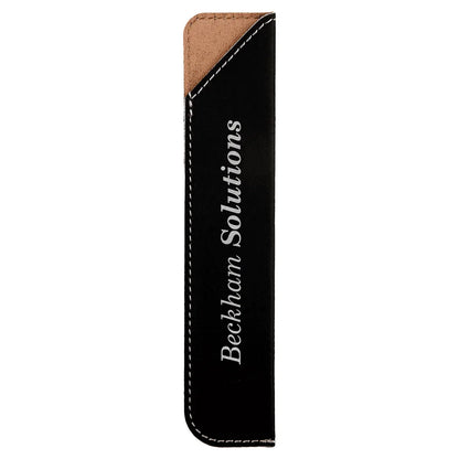 Black/Silver 6 1/4" Laserable Leatherette Pen Sleeve